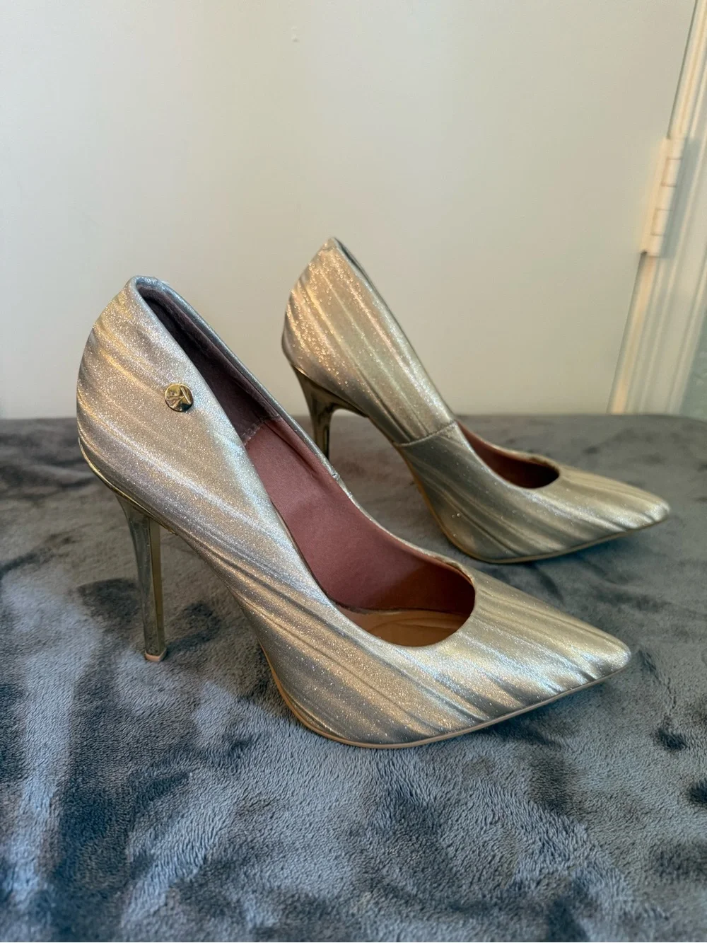 Vizzano Silver Metallic Pointed Stiletto Pumps